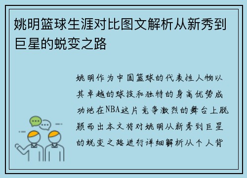 姚明篮球生涯对比图文解析从新秀到巨星的蜕变之路