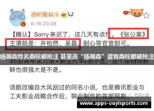 杨瀚森姓名商标被抢注 甚至连“扬瀚森”谐音商标都被抢注